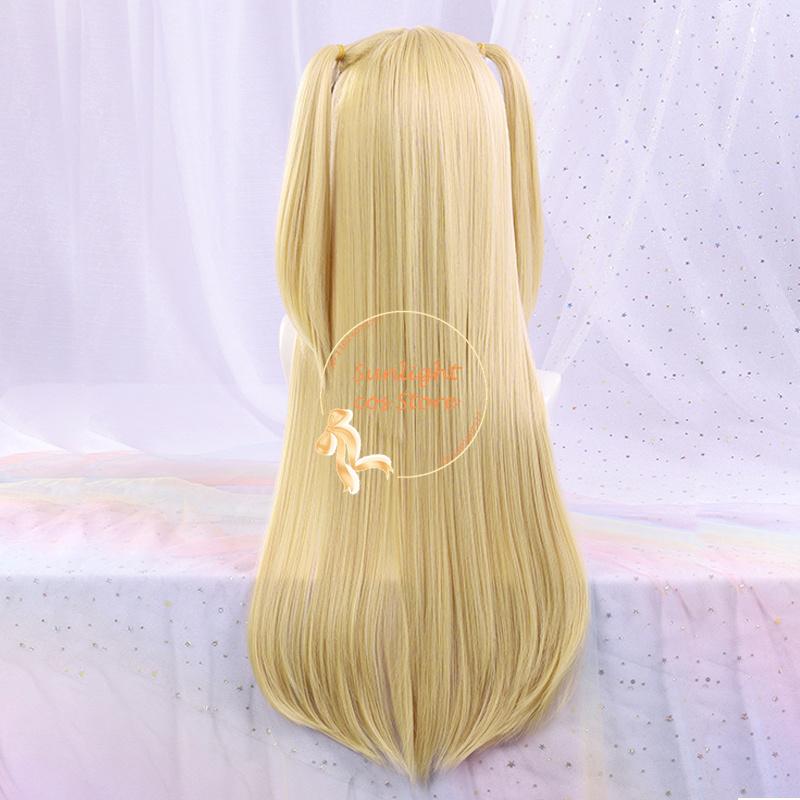 MisaMisa Cosplay Wig Long Golden Yellow Women Misa Amane Anime Cosplay Wig Heat Resistant Synthetic Hair + Wig Cap