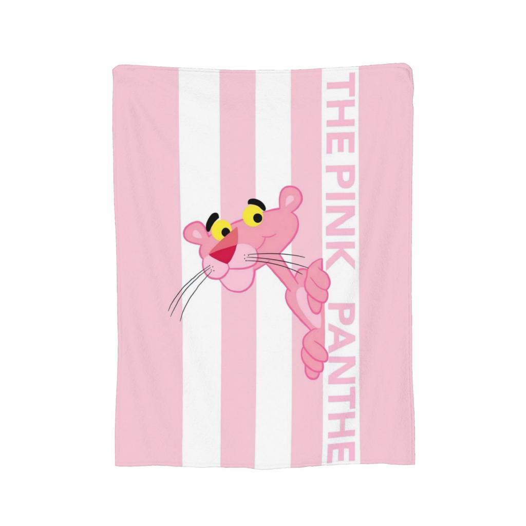 Pinks Panthers Cartoon Flannel Throw Blankets Leopard Head Blanket for Sofa Office Lightweight Thin Bedding Throws,