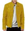 Men's European & American Stand-up Collar Punk Motorcycle Leather Jacket with Logo
