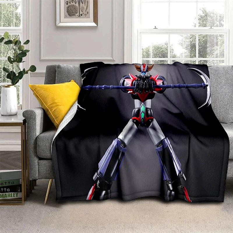 Cartoon UFO Robot Grendizer Anime Blanket,Soft Throw Blanket for Home Bedroom Bed Sofa Picnic Travel Office Cover Blanket Kids
