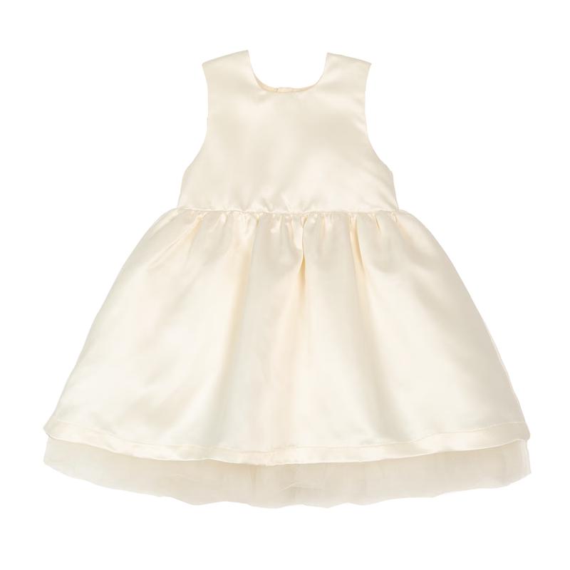 LUSON Baby Girl White Lapel Princess Dress