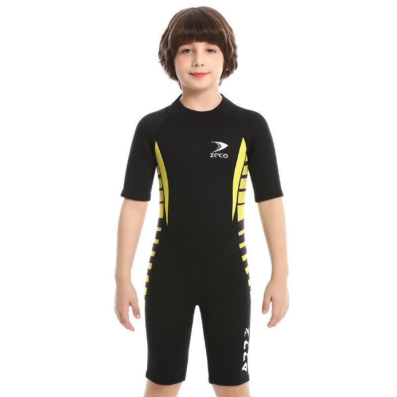 

2.5MM Short-sleeved Diving Suit Warm One-piece Children s Swimsuit Sunscreen Boys swimming Small Medium-sized XXS