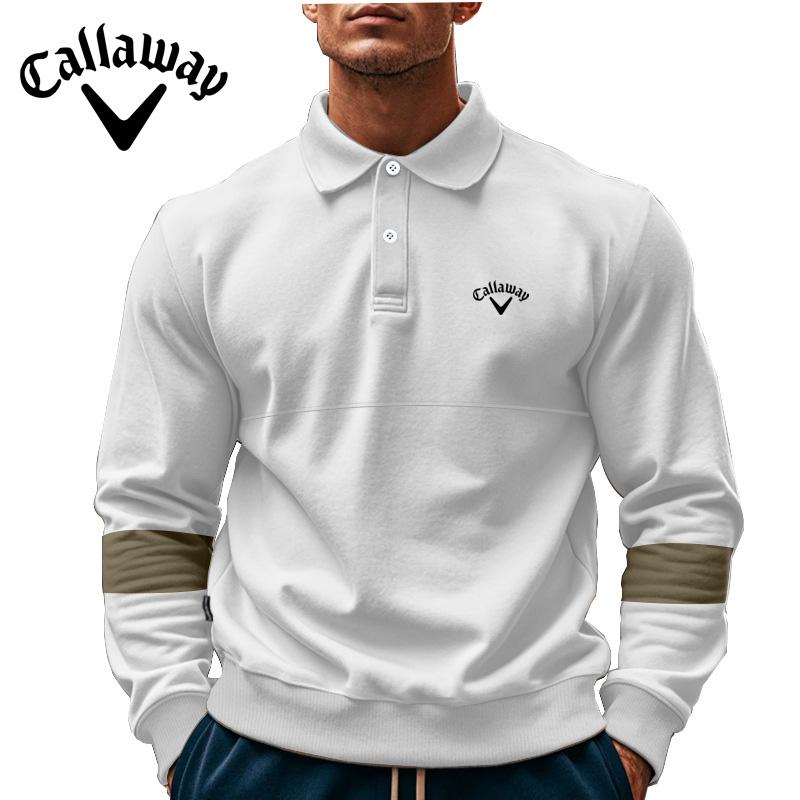 

Callaway Embroidered Autumn and Winter American Retro Heavyweight Lapel Buckle Long Sleeved Polo Color Blocked Oversized Loose Sweatshirt for Men S