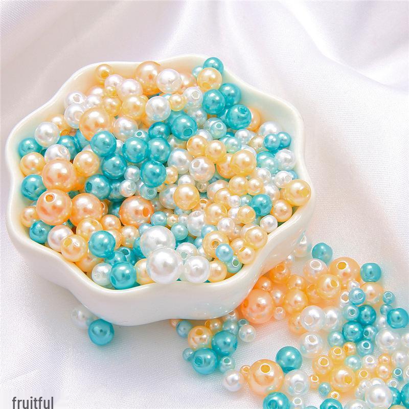 Iridescent ABS Imitation Pearl Round Beads for DIY Decoration and Macaron Makeup Box Filling