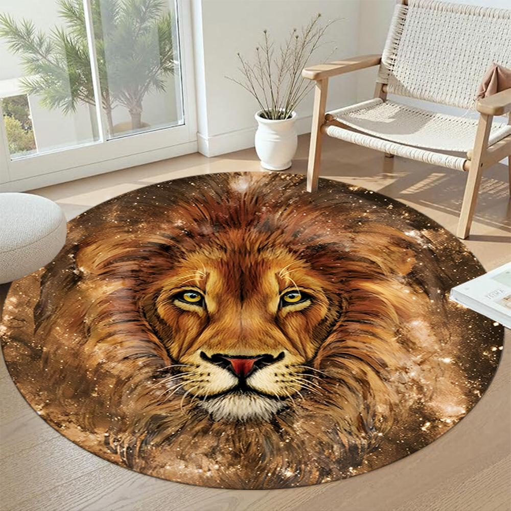 Lion Round Area Rug Perfect for Bedrooms Decorate room Dormitory Dining Room Anti-slip Round Rug Anime Office Decor
