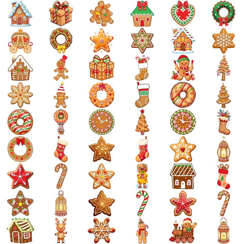 54pcs Temporary Tattoo Gingerbread Man Temporary Tattoo Stickers Christmas Stocking Gingerbread House For Men Shoulders Arms