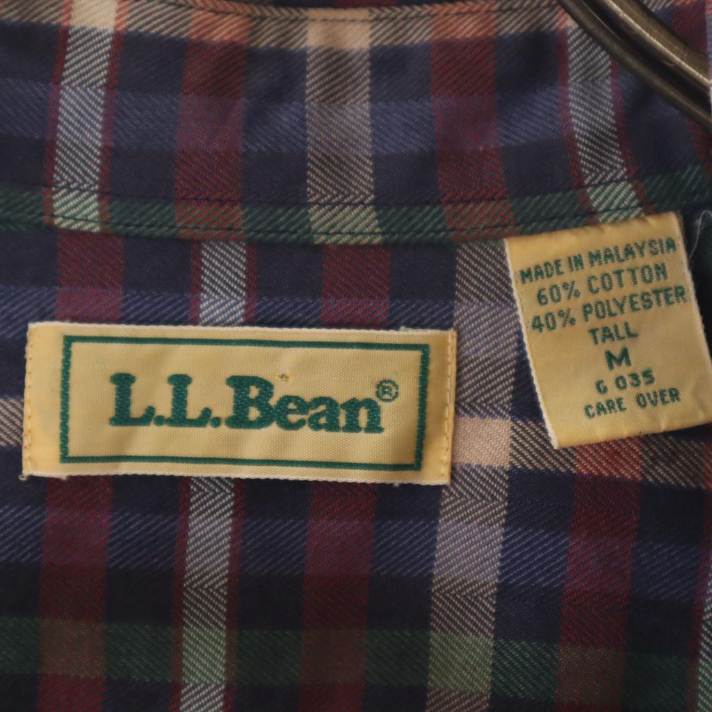 L.L.BEAN 80s 90s Old Check Pattern Long Sleeve Shirt M Navy Outdoors Men's Used