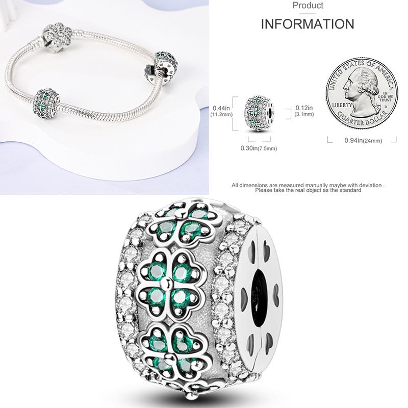 Neuer 925er Silber Kaktus Kleeblatt Anhänger Frühlingsgrüne Serie Perlenanhänger Für Original Perlenarmband DIY Schmuck