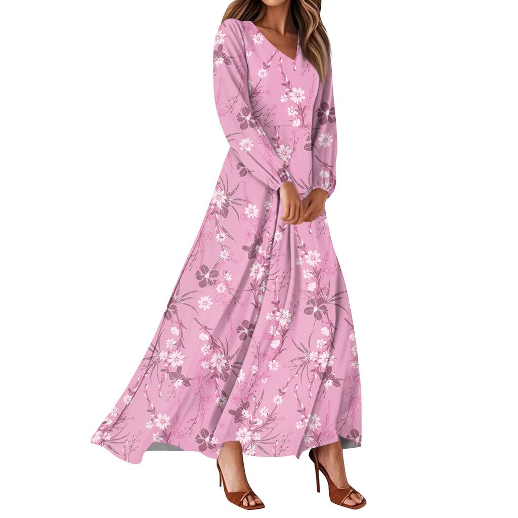 Women's Summer Dresses Casual Long Sleeve Maxi Dresses Cute Floral Maxi Dresses Wedding Guest Dresses Flowing Dresses