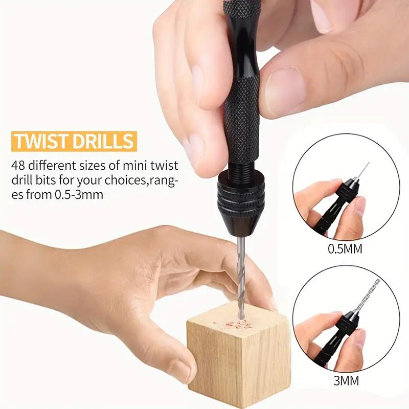 59pcs Pin Vise Hand Drill Bits Set 48pcs Micro Twist Drill Bits And 10pcs PCB Mini Drill Bits For Wood Carving DIY Jewelry