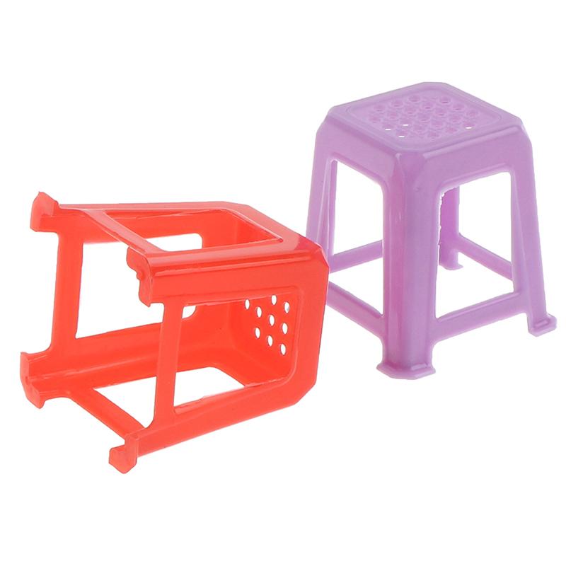 1/12 Scale Dollhouse Miniature Plastic Stools Chairs Pretend Play Furniture Toys