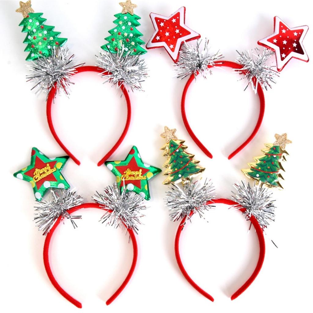 Christmas Tree Hairhoop Glittering Festive Holiday Headwear Gold Glitter Headband Festive Christmas Headbands For Christmas