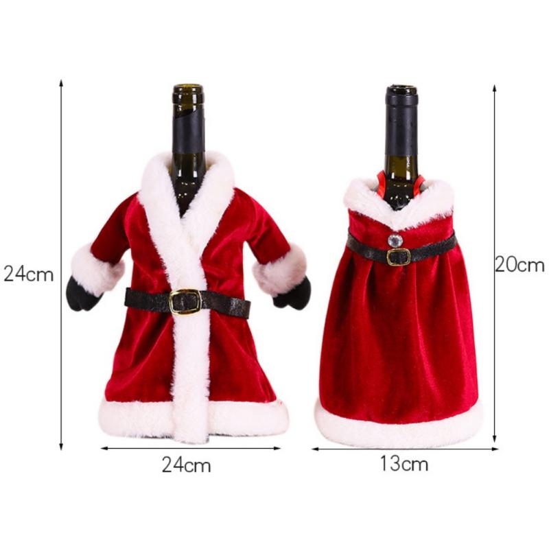 Creative Christmas Wine Bottle Set Golden Velvet Dress Wine Bottle Cover Wine Bottle Bag Sleeve Xmas New Year Dinner Table Decor