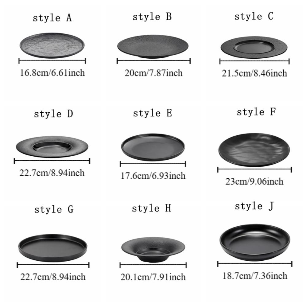 Western Style Beef Flat Plate Black Dinner Plate Cooking Dishes Melamine Plate  Hotel