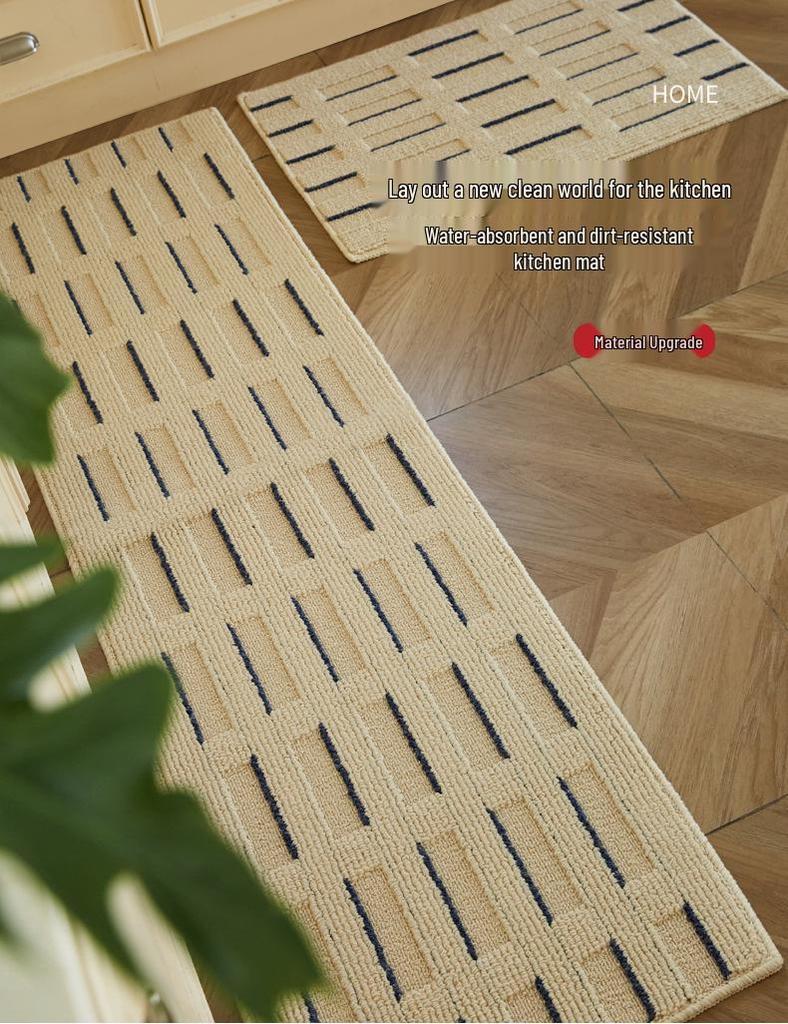 Polypropylene L-Shaped Non-Slip Oil and Water-Resistant Nordic Style Kitchen Floor Mat