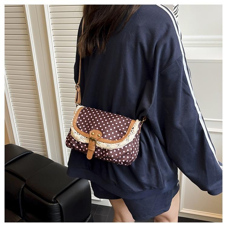 Women Retro Polka Dot Shoulder Bag Crossbody Messenger Bag Ladies Purse