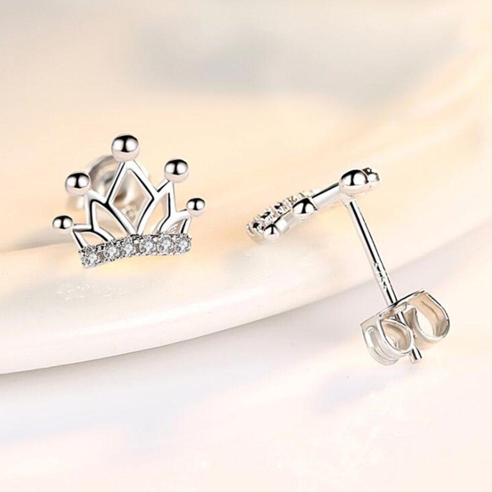 Nehzy 925 Sterling Silver Stud Earrings High Quality Woman Fashion Jewelry New Simple Crown Crystal Zircon Sale Earrings