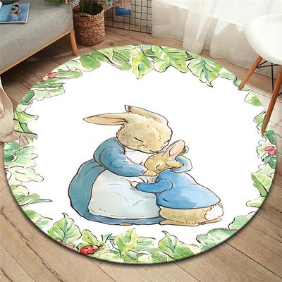 Peter Rabbit Round Area Rug,Carpet Rug for Living Room Bedroom Sofa Playroom Decor,Non-slip Floor Mat