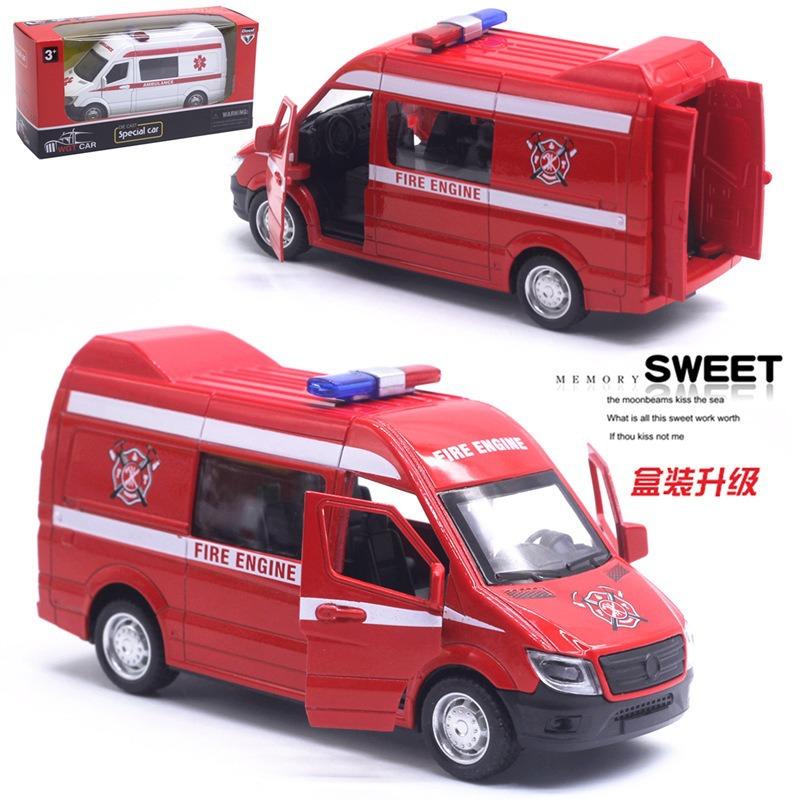 1:32 Simulation Ambulance Alloy Car Model, Commercial Vehicle Police Car Fire Engine Car Toy Car
