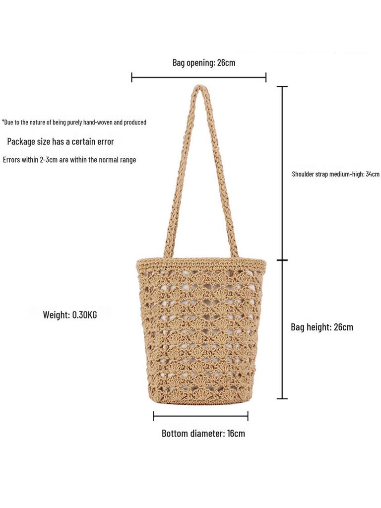 Versatile Hollow Cotton Rope Woven Bag for Seaside Vacations and Daily Commutes
