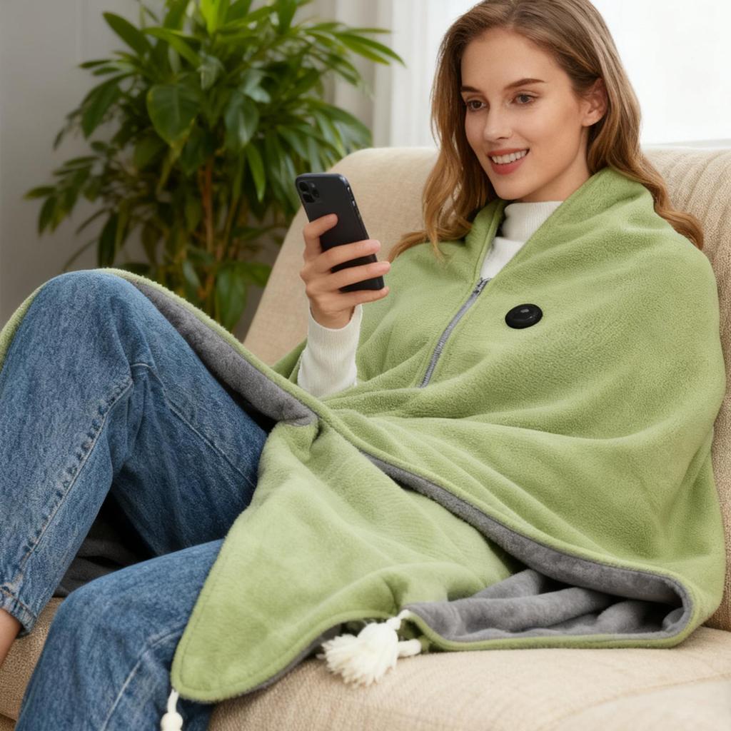 Portable Heated Shawl 3-Level Safe Portable Soft Heating Throw Women Wearable Heated Blanket For Couch Sofa Home Dorm Offices