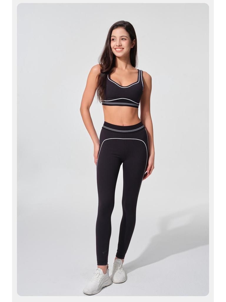 Women's Color-Block Sports Yoga Set: High-Intensity Sports Bra & High-Waisted, Hip-Lifting Yoga Pants