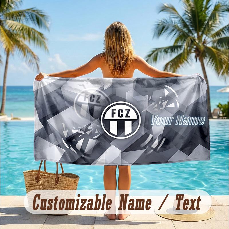 Custom Text Beach Towel, Soft Absorbent Swimming Multi-use TowelFC Zürich