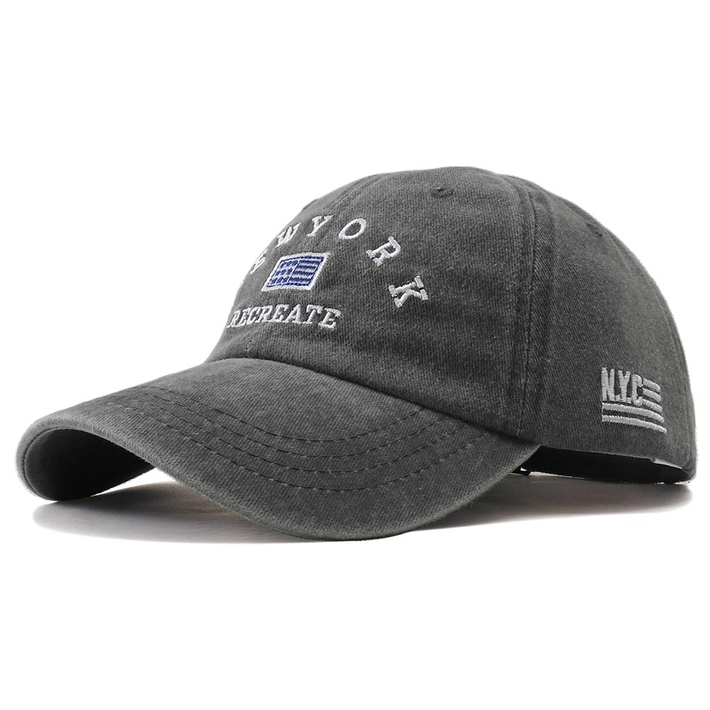 Unisex Vintage Washed Cotton Baseball Cap Adjustable New York Letters Embroidery Snapback Hats For Women Men Soft Top Sunhat