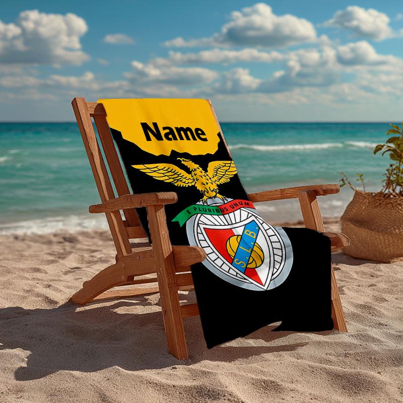 Custom Name Ultra-Soft Beach Towel with S.L. Benfica Theme,Ideal for Pool - Camping, Diving - Perfect Travel Essential, Vibrant Beach Towel.