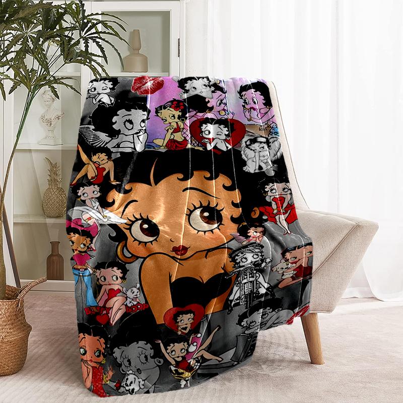 Betty Boop Print Blanket - Soft & Comfortable, for Bedroom, Travel, Sofa, Home Decoration - Birthday Christmas Gift for Friend