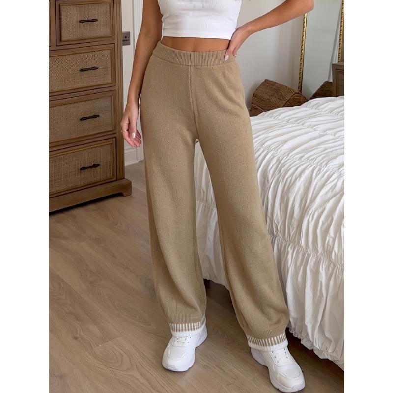 Women S Thick Contrast Stitching Wide Leg Casual Pants