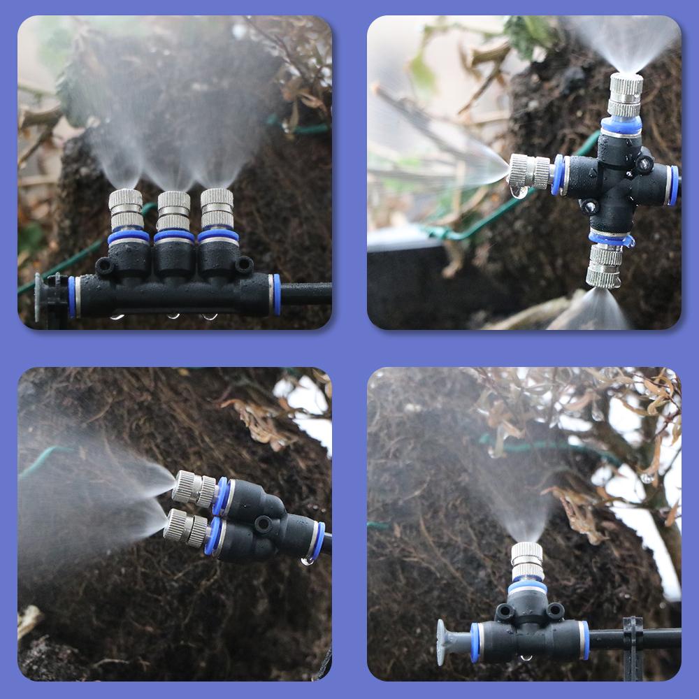 6-type 6mm Low-pressure Misting Nozzles Fine Atomization Sprayer Garden Irrigation Cooling Humidification Quick Insert Slip Lock