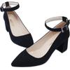 Women's 55mm Velvet Toe Ankle Strap Slingback Pumps High Heels Thick Heel Pump Party Wedding Dress Fashion Shoes