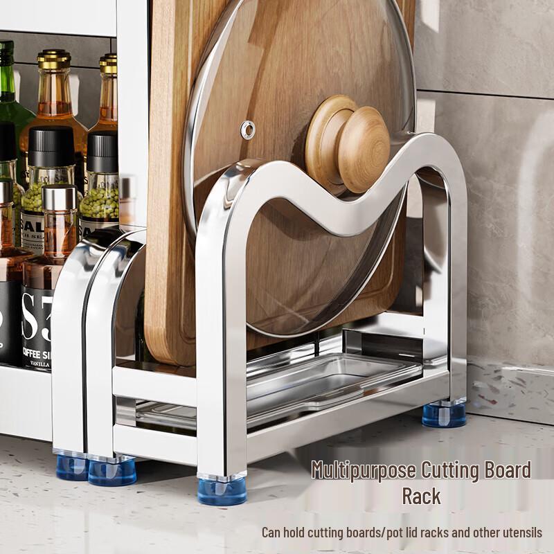 2-Tier Stainless Steel Kitchen Countertop Organizer with Knife & Cutting Board Holder