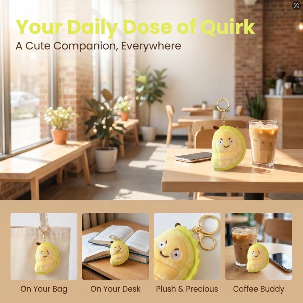 PP Cotton Durian Fruit Shape Plush Toy Detachable Fruit Durian Plush Keyring Boys and Girls