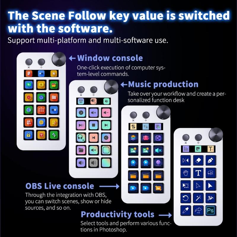 StreamDeck Visual Mini Keyboards LCD Button Live Streaming Controller Game Programming Customizable Keypad Win