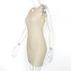 Sommer Ärmellos Sexy Tasche Hüfte Kurz Kleid Einfach Schlankmachend Tanktop O-Ausschnitt Mini Kleider Basic Mode Bodycon Party Elegant Kleidung