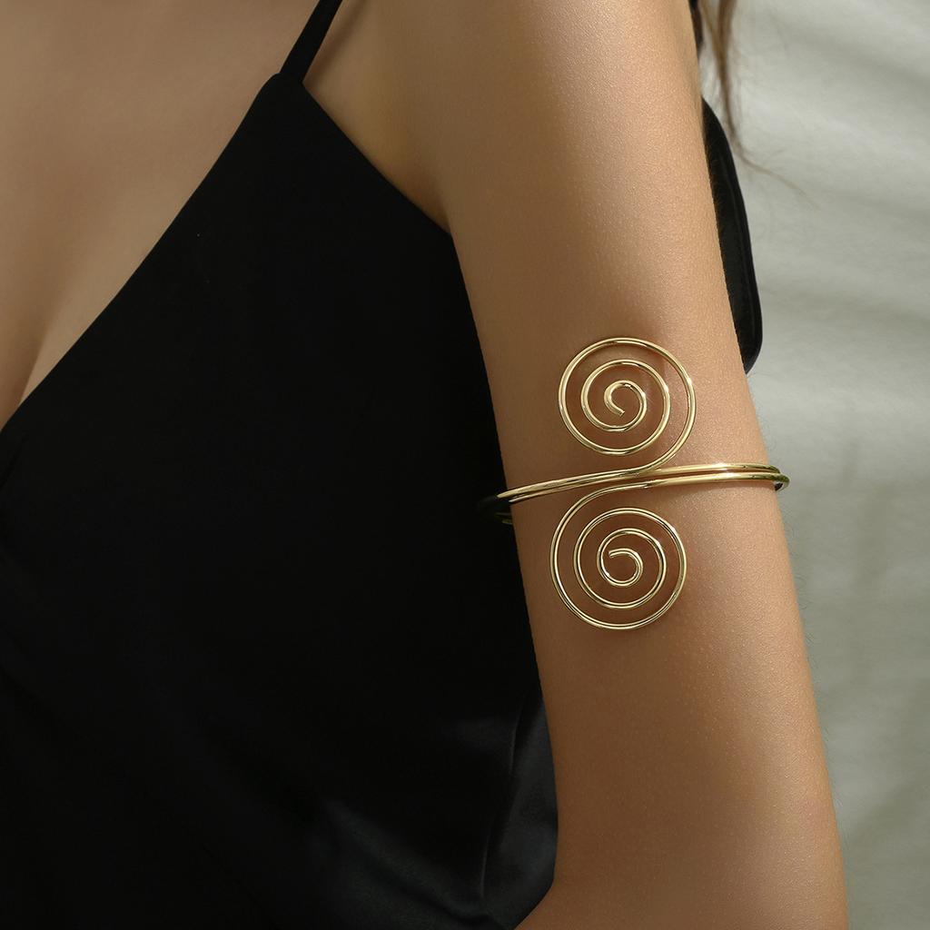 IF ME Multi-Layer Spiral Arm Ring Bracelet Exaggerated European and American Simple Vintage Open Cuff Bangles for Women Jewelry Gifts