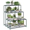 4-Tier Plant Stand, 110 Cm High Flower Stand with 24 Clips, Plant Shelf Made of Steel Dark Green