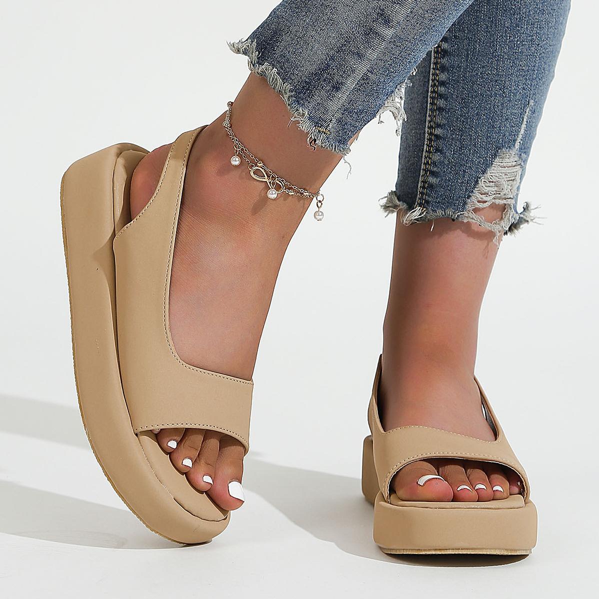 Спортивные сандалии женские новинка 2023 года летние модные женские сандалии на большом низком каблуке со свободным ремешком на толстой подошве 42 дубильная кора 4813₽