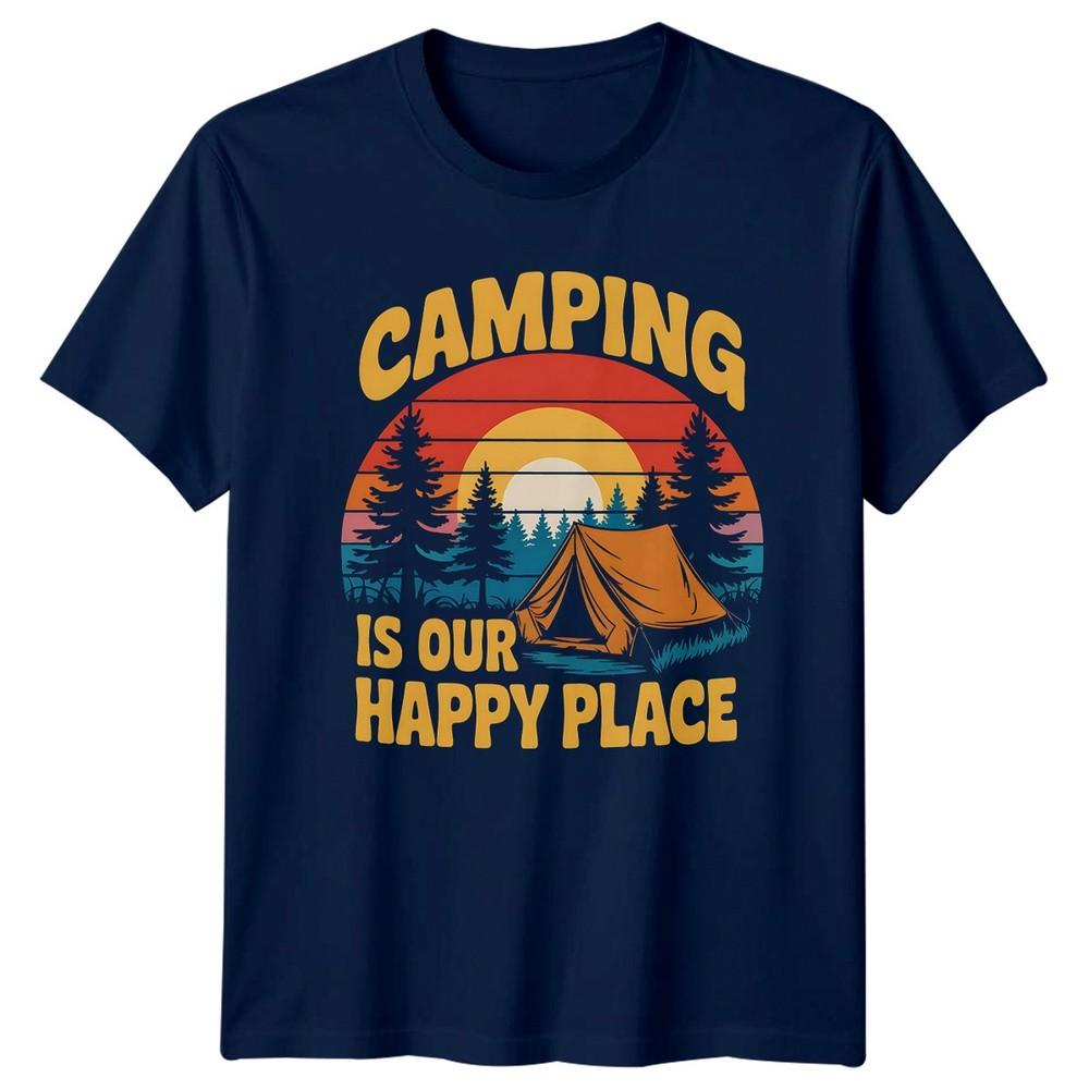 Camping Is Our Happy Place TShirt Retro Vintage Birthday Gift For Him And Her
