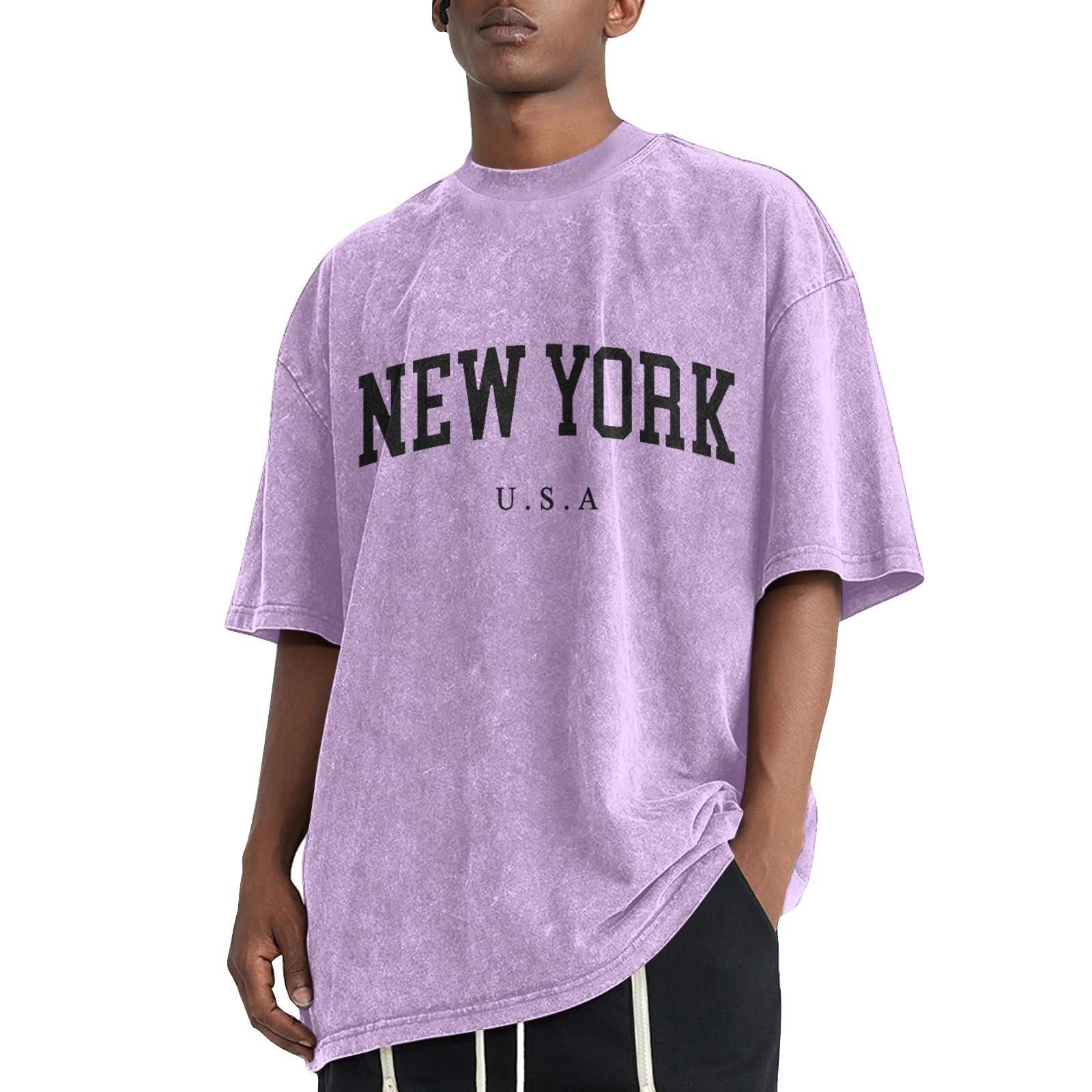 

Мужская летняя однотонная потертая футболка с заниженной линией плеч, мужская повседневная модная футболка XL фиолетовый