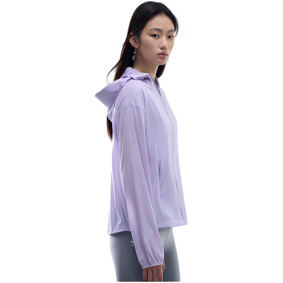 Anta Outdoor Series Solid Color Zipper Hooded Comfortable Breathable Versatile Loose Sun Protection Jacket Women Jackets Cool-Purple 962526601-3