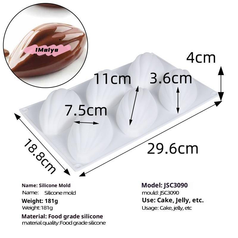 1Pc 6 Cavity Olive Silicone Cake Mold - Chocolate Pastry Baking Mousse Dessert Mold for Home DIY Cake Decoration