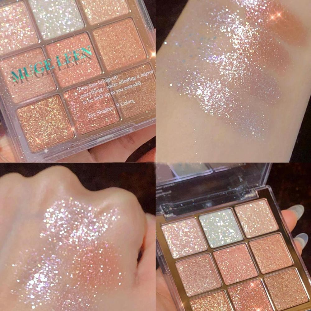 Multi-color Selection For Women Nine-Color Waterproof Matte & Glitter Eyeshadow Palette - Long-lasting, Sweat-proof, and Brightening