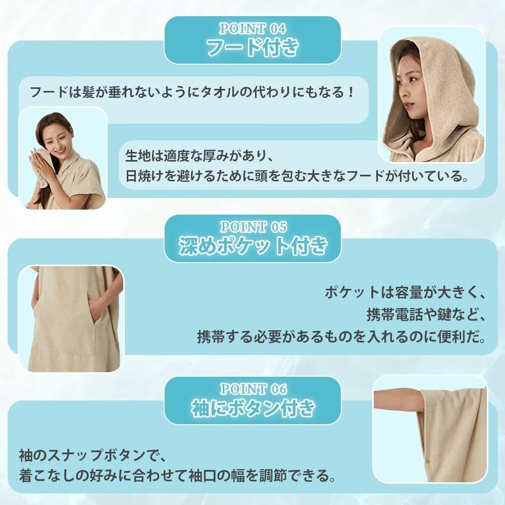 WULFUL Changing Surf Poncho for Men & Women, Towel Bathrobe, Quick-Dry Absorbent Warm Sauna Poncho with Pocket, Unisex Large Loungewear Free Size