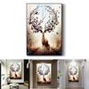Modern Nordic Style Canvas Art With Deer And Tree Illustration For Living Room Decor