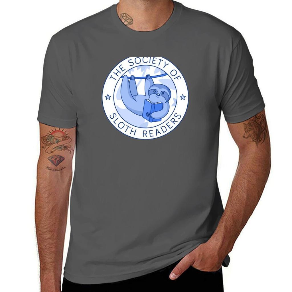 Society of Sloth Readers T-Shirt t shirt man luxury t shirts with prints T-Shirt