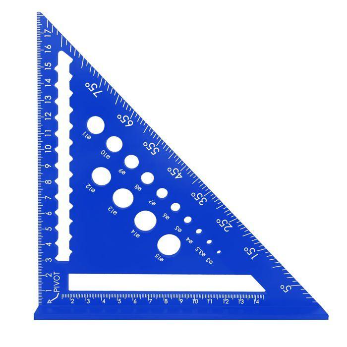 Équerre menuisier 18 cm (7") alliage aluminium bleu - règle triangle haute précision