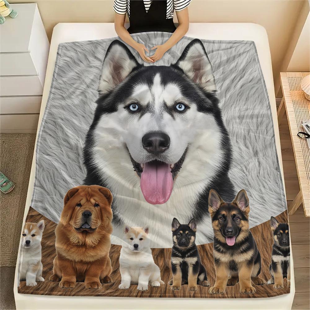 1Pc Labrador Dogs Print Flannel Blanket, High quality Comfortable for All Seasons, Home Decor, Warmth and Comfort, Perfect for Gifts